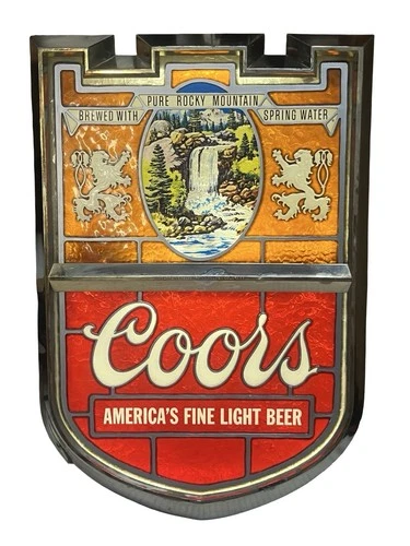 Vintage 1979 Coors Light Beer Perma Color Light up Sign Advertising Waterfall