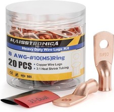 10 AWG Battery Cable Lugs Heavy Duty Copper Wire Lugs Battery Terminal