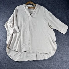 Entro women's Cream Top Oversized Boxy Lagenlook Minimalist Size L Holiday