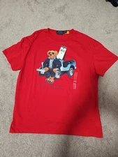 Polo Ralph Lauren "POLO Jeans Suit and Jeep" Polo Bear Tee Shirt in Red M NWT 