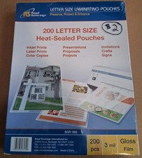 SEALED 200 Letter Size Heat Sealed Laminating Pouches 3 Mil Gloss