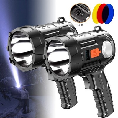 Spot Lights Hand Held Rechargeable Spotlight Large Flashlight Torch 30000000 Lm