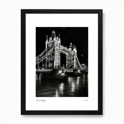 Tower Bridge London Bleistiftskizze 1 gerahmtes Wandbild Poster Leinwanddruck Bild