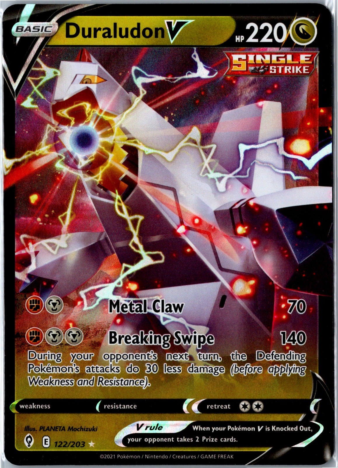 Pokemon Card - Duraludon V 122/203 Ultra Rare Holo SWSH07: Evolving Skies NM