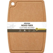 Kikcoin Wood Cutting Board - Dishwasher Safe, Non-slip, Juice Groove, 14.6"x10.8