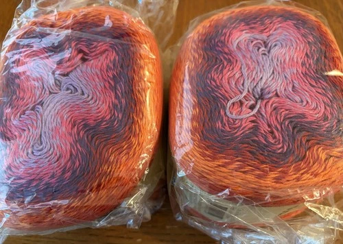 Lot of 2 Scheepjes Whirl Yarn - color 764 - RED VELVET SUNRISE - same dye lot - product listing photo
