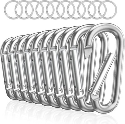 3'' Aluminum Carabiner D Ring, Caribeener Clips, Spring Snap Hook for Keychain Cl