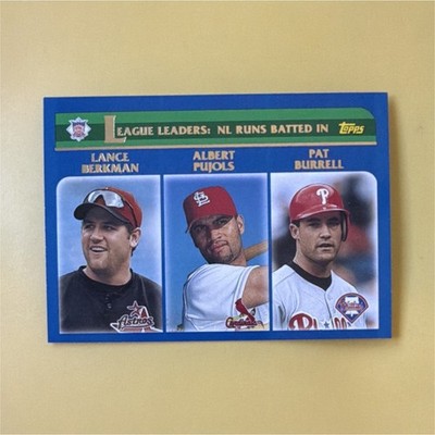 Topps 2002 League Leaders #346 Pujols Berkman Burrell Cardinals