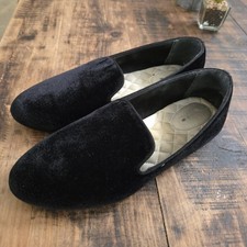 BIRDIES  The Starling  Black Velvet Slipper Smoking Flats Holiday Shoes Sz 9.5