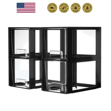 4 Pack Large Stackable Storage Drawers, Black