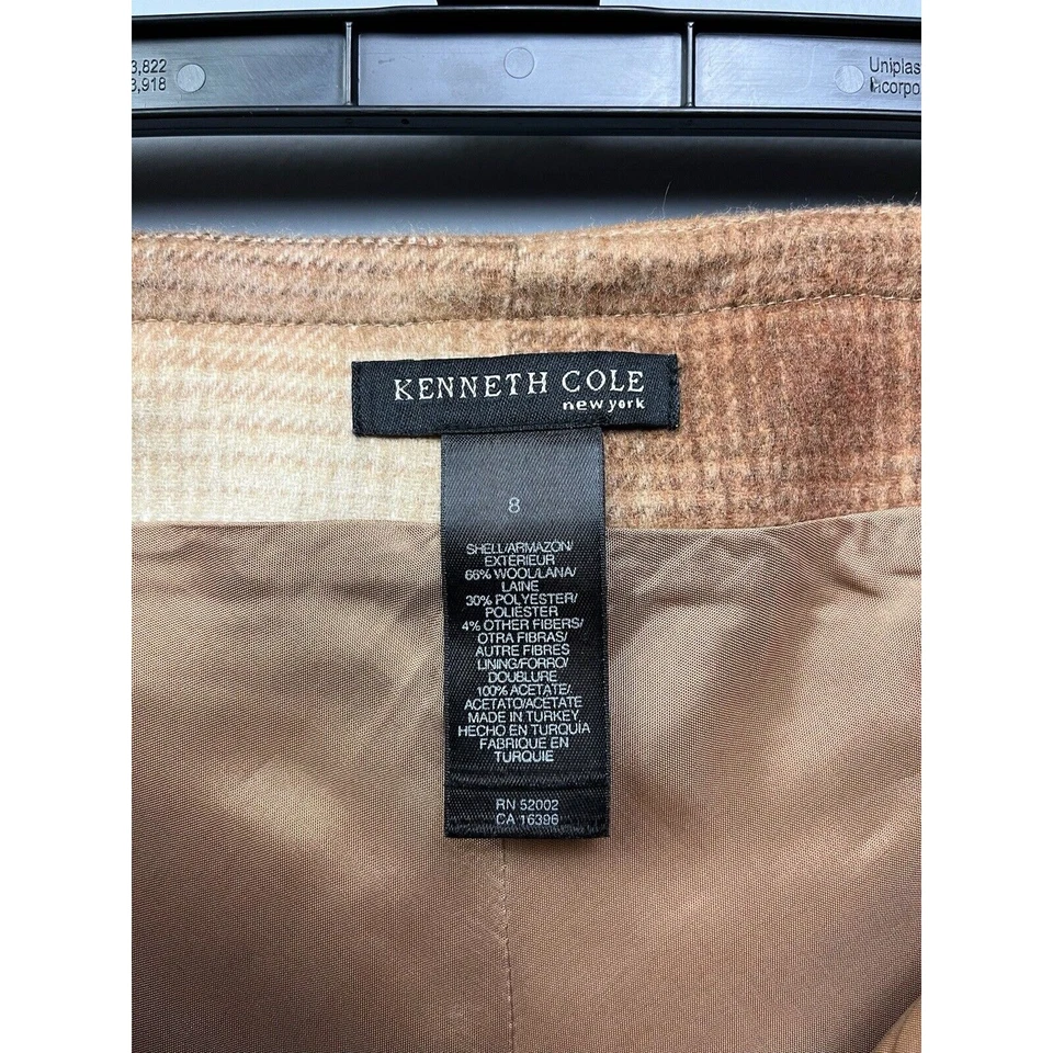 Minifalda Kenneth Cole a Cuadros para Mujer Talla 8 Tostada a Cuadros Cinturón Lateral Cremallera Forrada Foto 4 de 4
