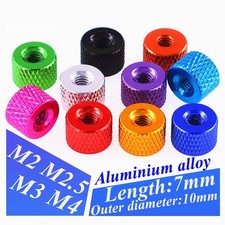 M2 M2.5 M3 M4 Colorful Knurled Thumb Round Nuts Through Hole Aluminium Alloy