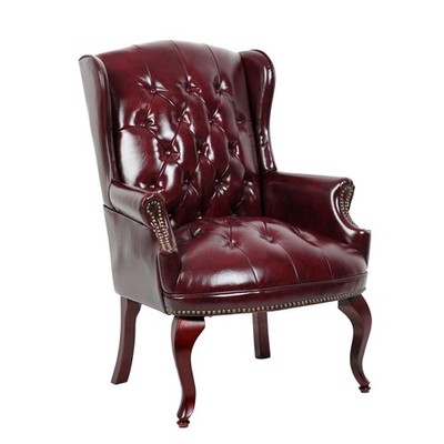 Boss Wingback Traditional Guest Chair In Burgundy