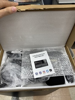Live Sound Card & Condenser Microphone Kit USB 3.5mm Studio Recording Black