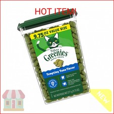 FELINE GREENIES Adult Dental Cat Treats, Tempting Tuna Flavor, 9.75 oz. Tub