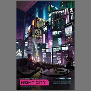 Displate Édition Limitée Cyberpunk 2077 – Poster Métal Lumino « Seduced By Night City » – Déco Murale Lumineuse Pour Fans De Jeux Vidéo