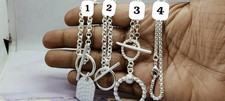 Sterling Silver Toggle Necklace, 925 Silver Chain Necklace, Hammered Disc Pendan