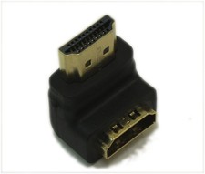 HDMI Male to Female 90 Degree Down Angle Adapter, Gold Plated, Wall Mount TV
