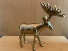 Vintage Cast Aluminum Moose Elk Figurine Lodge Cabin Wildlife Sculpture Decor