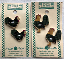 Mill Hill 2 Ceramic Buttons by Debbie Mumm Sew Through - Choose Hens or Roosters