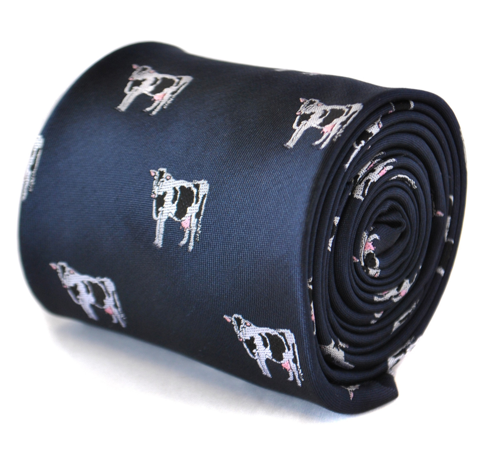 Frederick Thomas navy blue tie with cow design FT2104