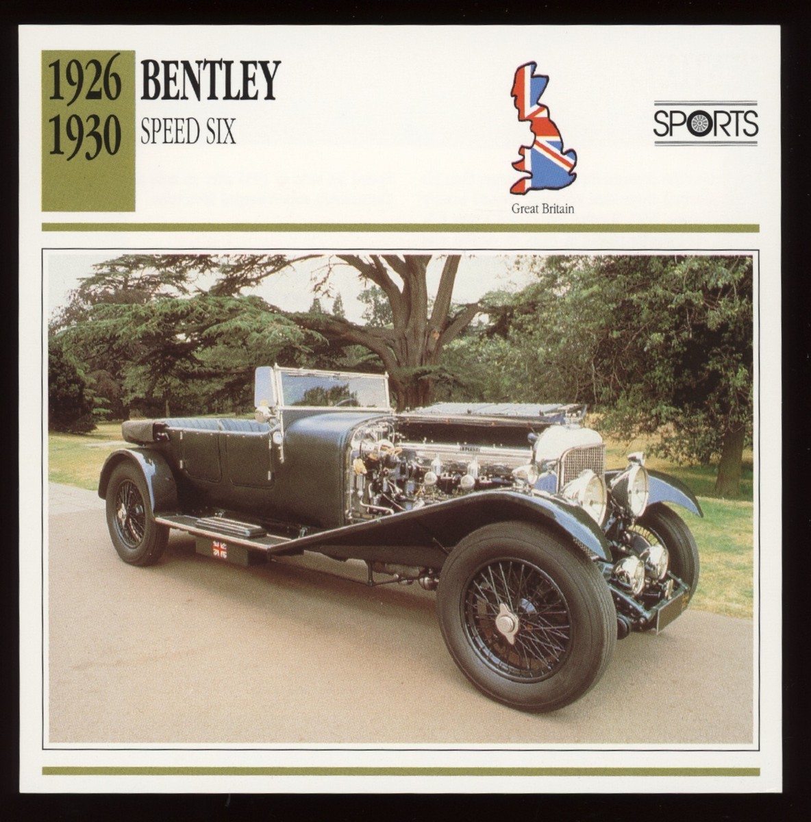 Piccolo カードベントレー 1926 - 1930 Bentley Speed Six Classic Cars Card | eBay