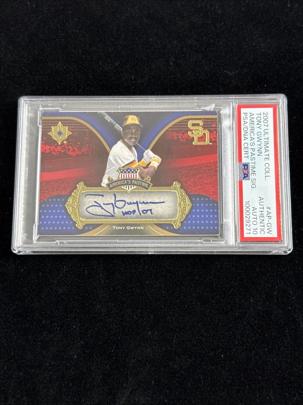 Tony Gwynn Autographed Signed 2007 Ultimate Americas Pastime PSA Auto 10 San Diego POP 1 