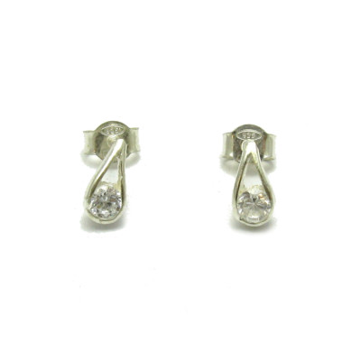 Small Sterling Silver Earrings Solid 925 With 4.5mm Round CZ Nickel Free Empress