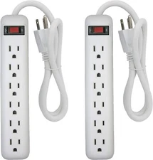 Clear Power 6 Outlet Power Strip with 1.5~8 ft Power Cord, 3 Prong Grounded, 15A