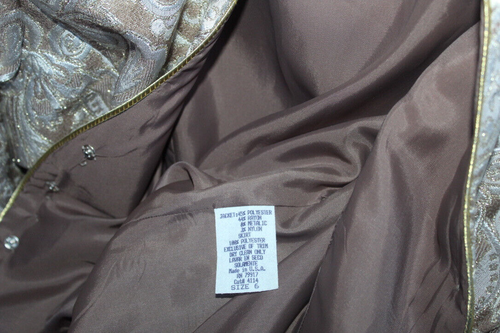 SAKS FIVE AVENUE BROCCATO SPEC. GIACCA DA OCCASIONE, METALLIZZATA EMB. W Z 6 nuovo con etichetta - Foto 5 di 6