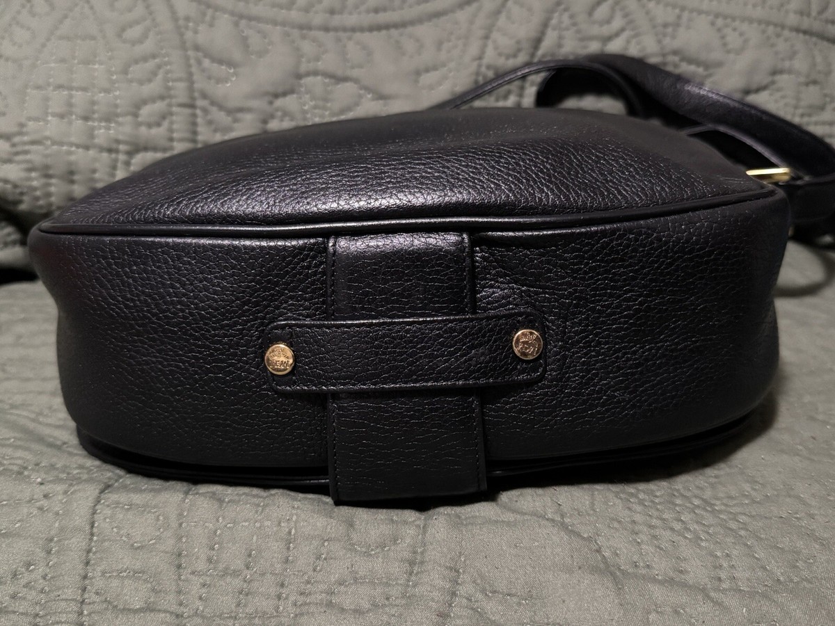 MCM Logo Plate Icon Black Leather Shoulder Bag - Pre-Owned | eBay