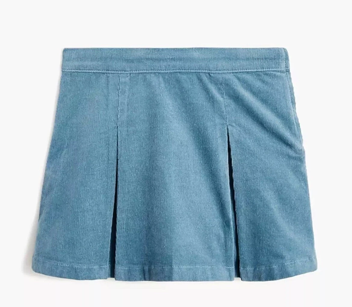NWT $59 J. Crew Factory Crewcuts Girls' Corduroy Pleated Skirt Blue 16 NEW
