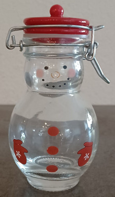 MSRF Glass Snowman Jar With Locking Lid 4.75