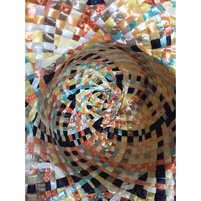 Hand Woven Straw Hat Multi Colored Textured Rafita Wide Brim  display picture 2