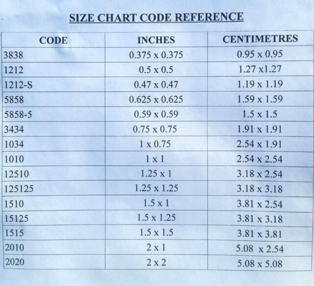 Apple Baggies Size Chart