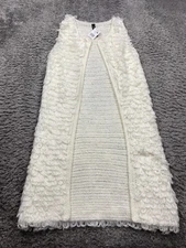 Banjara Sweater Women Small Creamy Ivory Shaggy Open Front Duster Cardigan NWT