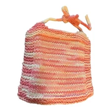 100% Cotton Baby Girl Bib Hand Knit Knitted Shades Of Pink NEW