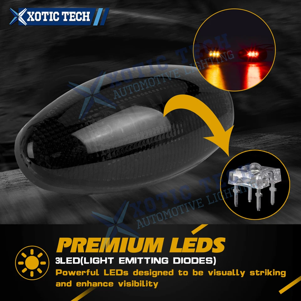 Lente ahumada LED guardabarros cama luces marcadoras laterales delantero ámbar trasero rojo para Chevy GMC Foto 4 de 4