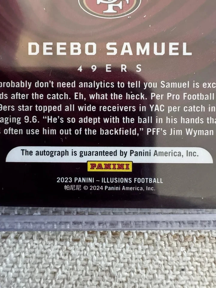 DEEBO SAMUEL - RARE ERROR 2023 Panini Illusions - #90 SF 49ers SEE DESCRIPTION - Image 3 of 4