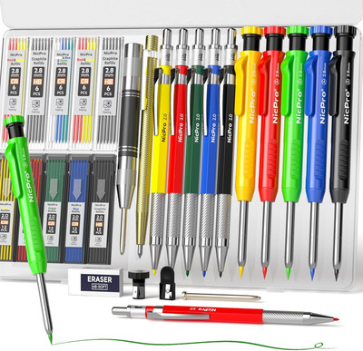 27 Pack Carpenter Pencils for Woodworking, Construction Mechanical Pencil with 1