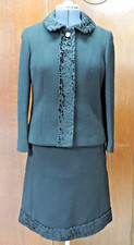 1960's Handmade Wool Knit w/Crushed Velvet Trim Evening Suit B38 W32 H40