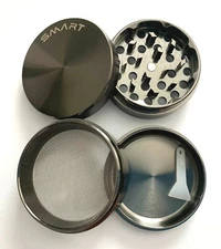 4 Piece 2.25" Wide Titanium Tobacco Herbal Smoke Grinder Spice Herb Crusher Gray