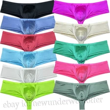 Men Glossy Bikini Underpants 1/2 Hip Underwear Bulge Pouch Boxer Briefs Swimsuit