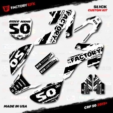 Black & White Slick Racing Graphics Kit fits 13-25 Honda Crf50 CRF 50 Decals