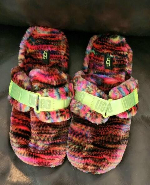 UGG 1131550 Mens Multicolor Fluffy It Pixelate Slippers Size 