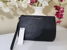 NWT $68 Ellen Tracy Pebble Grain Collection Wristlet ETSLG1016 - Black