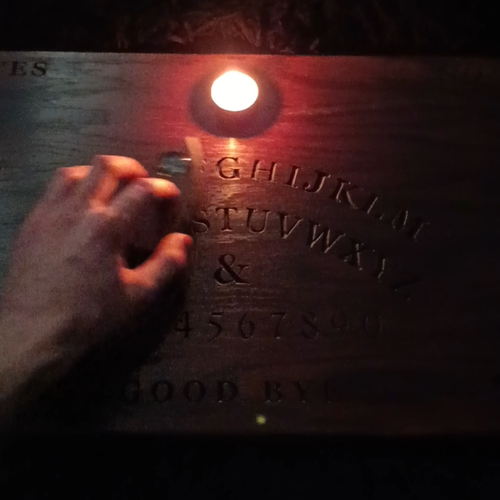 Ouija Victorian Spirit Board Hand Engraved Occult Candle Planchette Included - Video 1 of 1