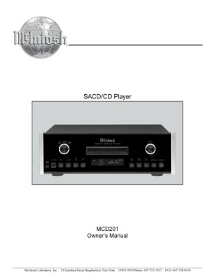 Bedienungsanleitung-Operating Instructions für McIntosh MCD 201 