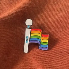 Pride Flag Vibratex Hitachi Magic Wand Enamel Pin Collectible Rainbow Button