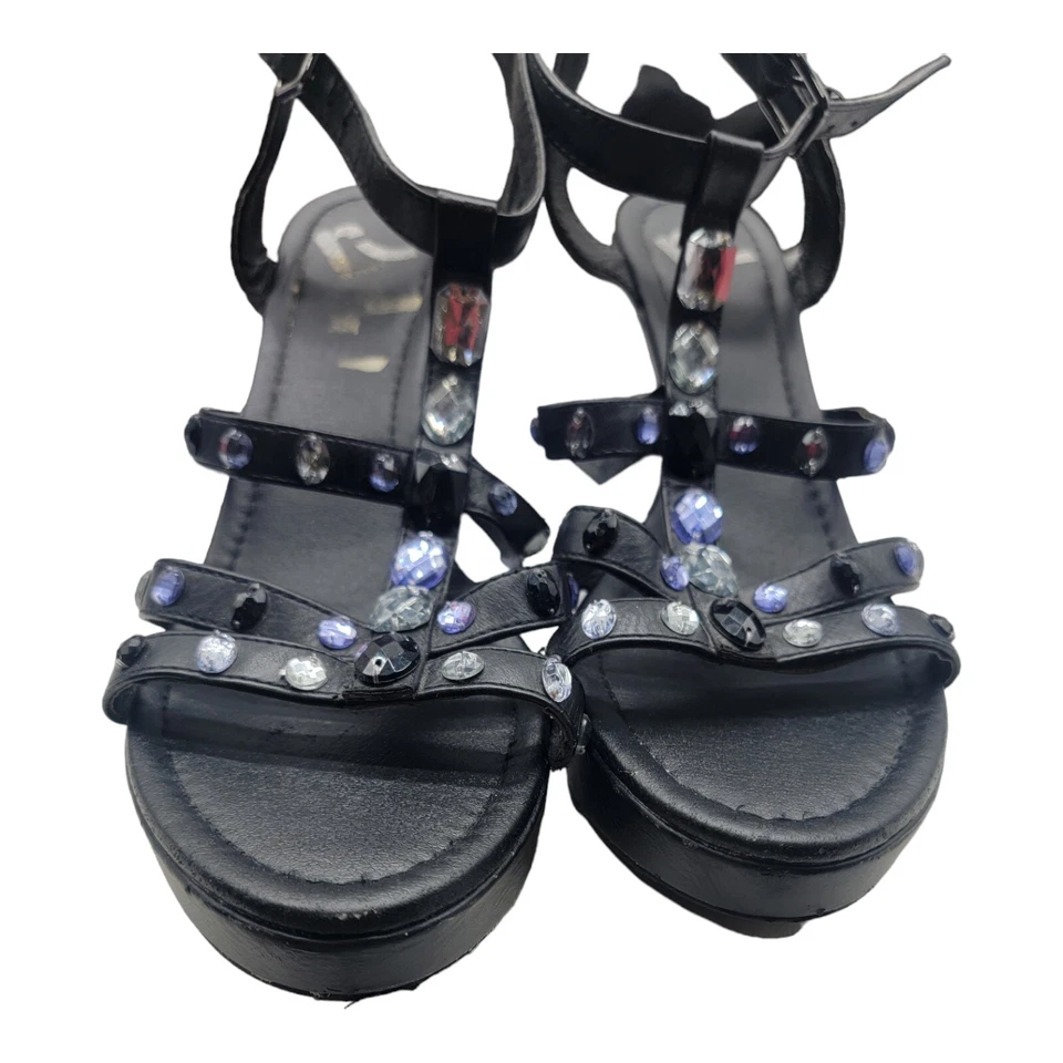 Zapatos Report para mujer talla 10 negro guacamayo tacón de cuña plataforma estrás Foto 3 de 4